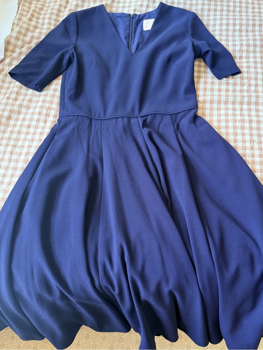 Gal Meets Glam Classic Navy Fit-and-Flare Midi Dress